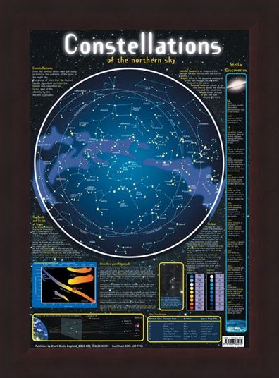 Framed Framed Constellations of the Northern Sky - Stellar Map